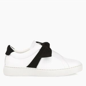 Alexandre Birman White Leather Sneakers with Black Suede Bow